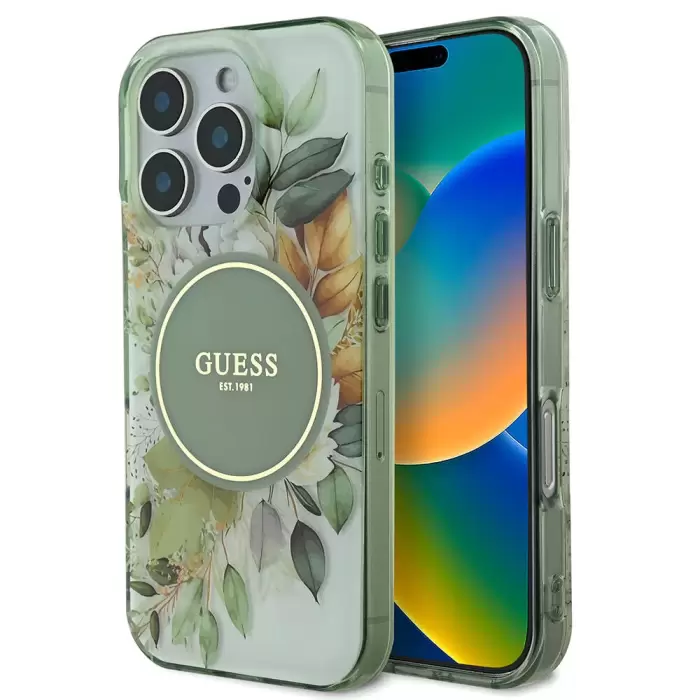 Apple İphone 16 Pro Guess Marka Lisanslı Magsafe Şarj  Flower Tonal Circle Kapak