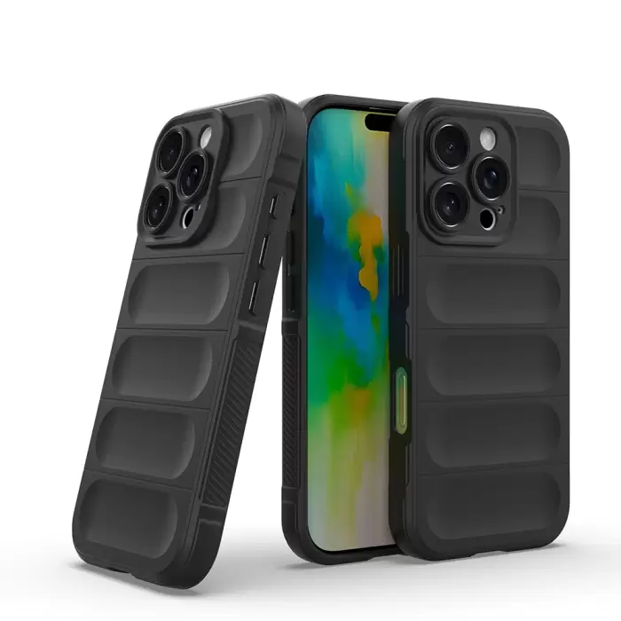 Apple İphone 16 Pro Kılıf Esnek Tpu Oyuklu Arka Yüzey Tasarımlı Lopard Etnik Silikon Kapak