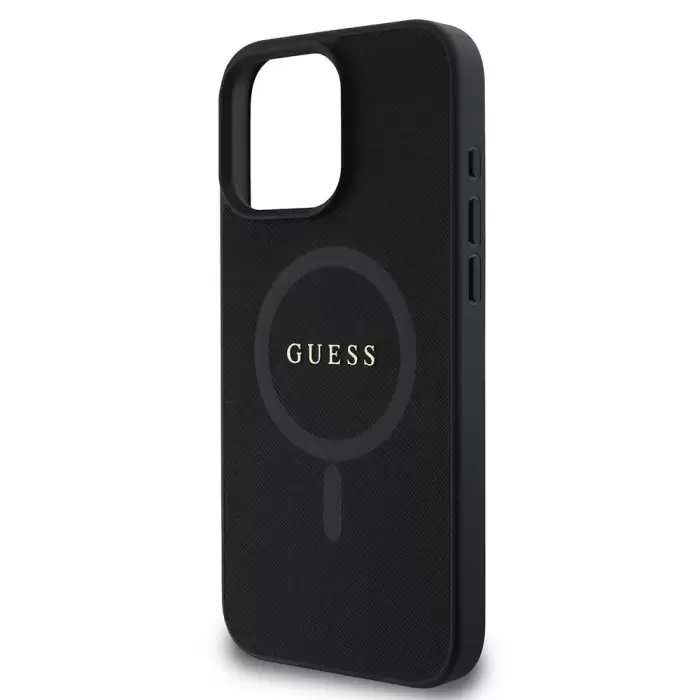 Apple İphone 16 Pro Kılıf Guess Lisanslı Magsafe Şarj  Yazı Logolu Saffiano Classic Kapak