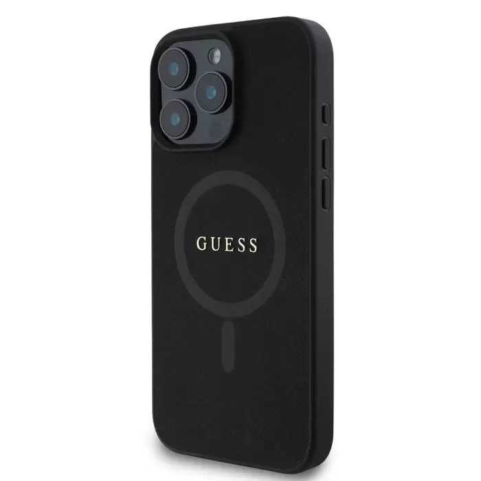 Apple İphone 16 Pro Kılıf Guess Lisanslı Magsafe Şarj  Yazı Logolu Saffiano Classic Kapak