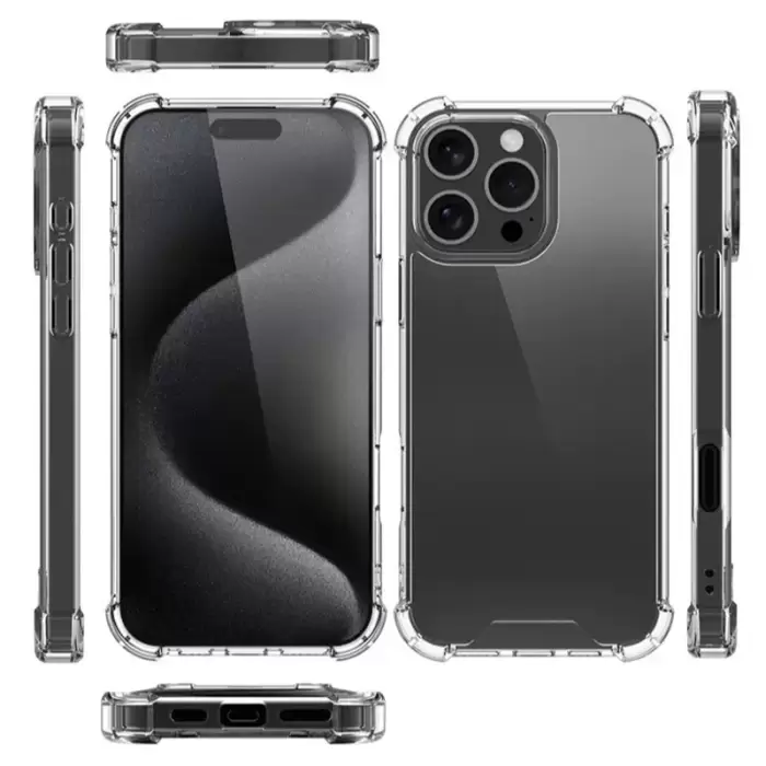 Apple İphone 16 Pro Kılıf Lopard Nitro Antishock Köşe Koruma Darbe Emici Şeffaf Doku Silikon