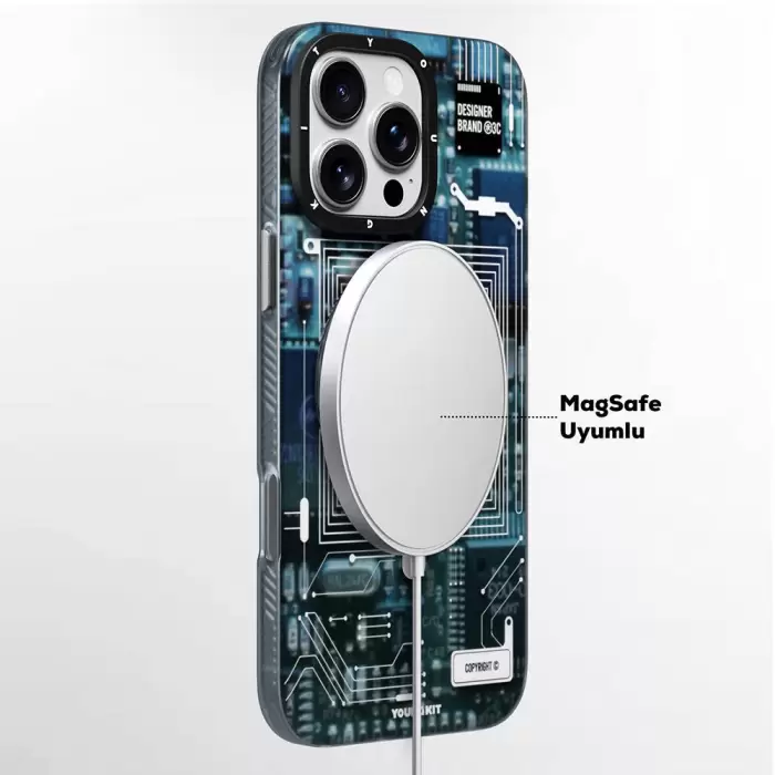 Apple İphone 16 Pro Kılıf Magsafe Şarj  Youngkit 360° Standlı Technology Series Kapak