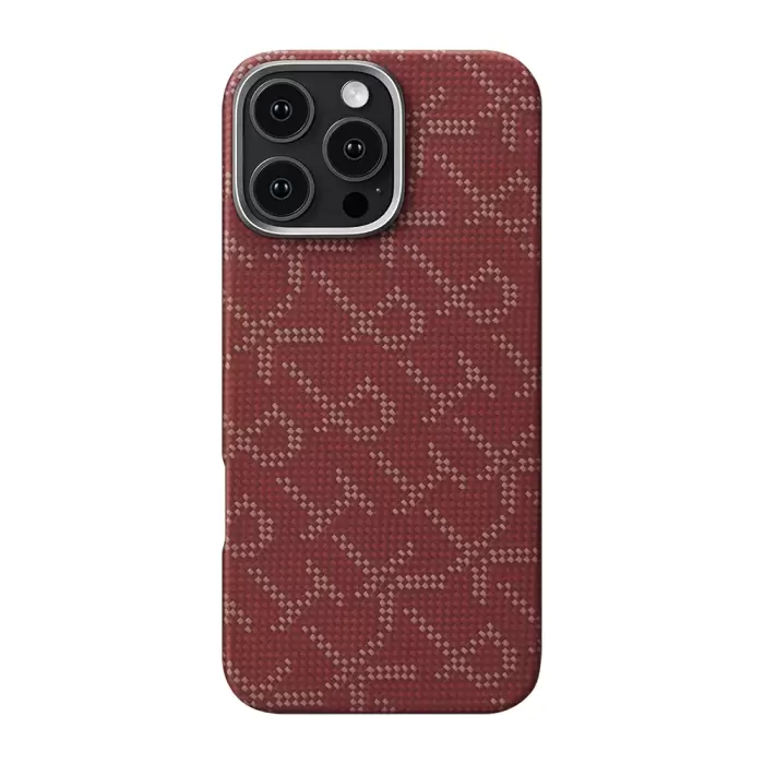 Apple İphone 16 Pro Max Kılıf Magsafe Şarj  Aramid Fiber Pitaka Tactile Woven Monogram Series Kapak