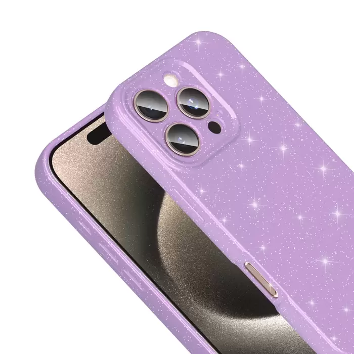 Apple İphone 16 Pro Max Kılıf Simli Işılıtılı Renkli Parlak Kamera Korumalı Silikon Kapak Koton