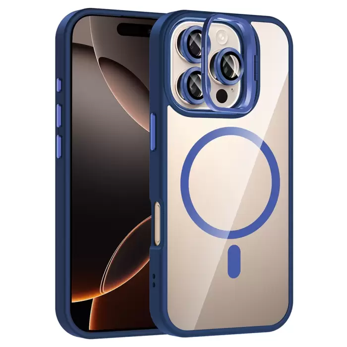 Apple İphone 16 Pro Max Kılıf Standlı Kamera Lens Koruma Hediyeli Magsafe Şarj Lopard Etro Kapak Koruyucu