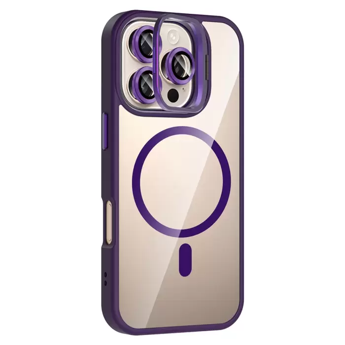 Apple İphone 16 Pro Max Kılıf Standlı Kamera Lens Koruma Hediyeli Magsafe Şarj Lopard Etro Kapak Koruyucu