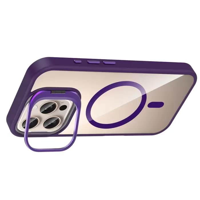 Apple İphone 16 Pro Max Kılıf Standlı Kamera Lens Koruma Hediyeli Magsafe Şarj Lopard Etro Kapak Koruyucu