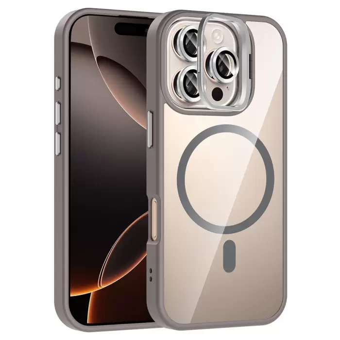 Apple İphone 16 Pro Max Kılıf Standlı Kamera Lens Koruma Hediyeli Magsafe Şarj Lopard Etro Kapak Koruyucu