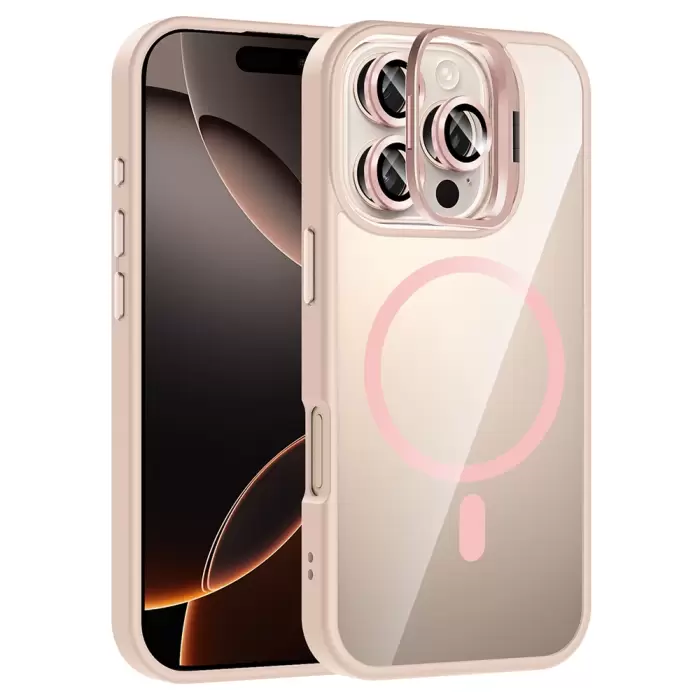 Apple İphone 16 Pro Max Kılıf Standlı Kamera Lens Koruma Hediyeli Magsafe Şarj Lopard Etro Kapak Koruyucu
