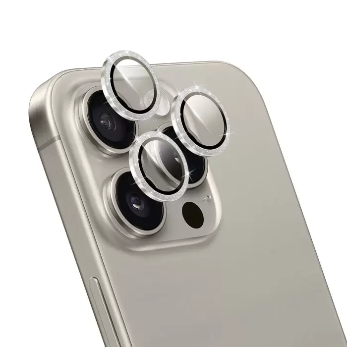 Apple İphone 16 Pro Wiwu Lg-006 Diamond Lens Guard Kolay Uygulama Aparatlı Kamera Lens Koruyucu