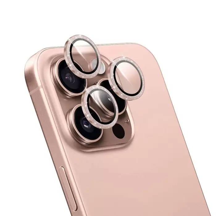 Apple İphone 16 Pro Wiwu Lg-006 Diamond Lens Guard Kolay Uygulama Aparatlı Kamera Lens Koruyucu