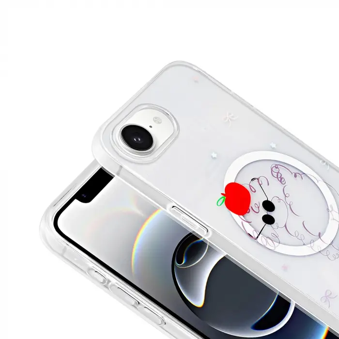 Apple İphone 16e Kılıf M-safe Şarj Özellikli Şeffaf Lopard Folk Sert Kapak