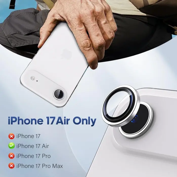 Apple İphone 17 Air Kamera Koruyucu Premium Safir Gece Çekim Destekli Lens Koruma Parlak Temperli Cl-12