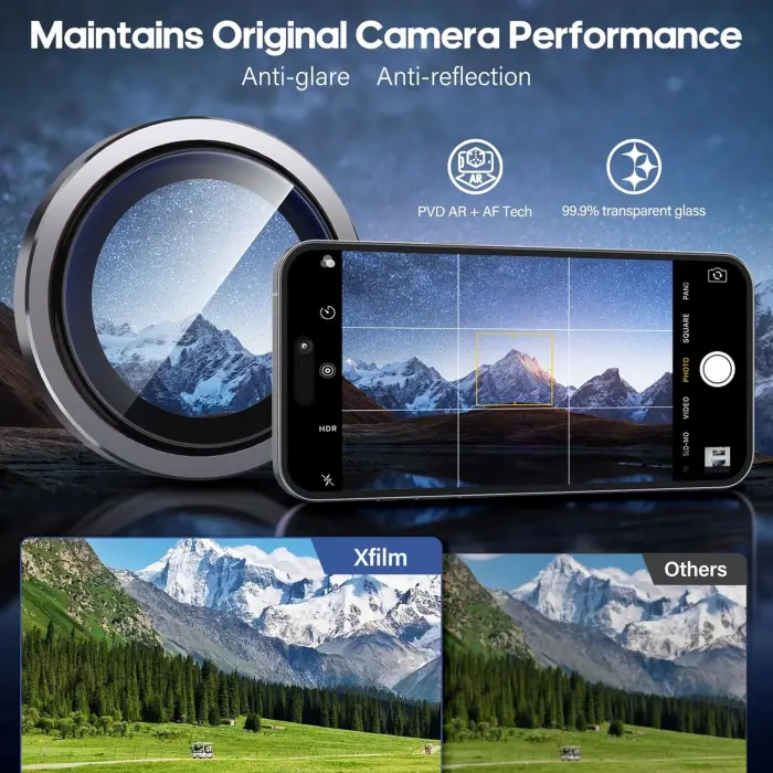 Apple İphone 17 Air Kamera Koruyucu Premium Safir Gece Çekim Destekli Lens Koruma Parlak Temperli Cl-12