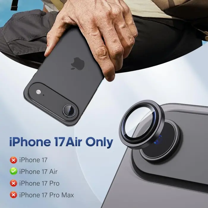 Apple İphone 17 Air Kamera Koruyucu Premium Safir Gece Çekim Destekli Lens Koruma Parlak Temperli Cl-12