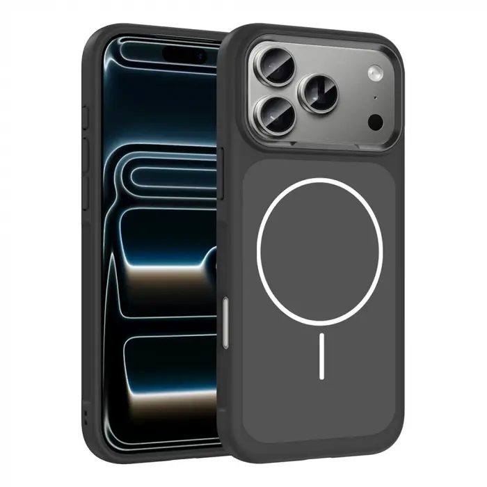 Apple İphone 17 Pro Kılıf M-safe Şarj Özellikli Metal Kamera Çerçeveli Lopard Sanremo Silikon Kapak