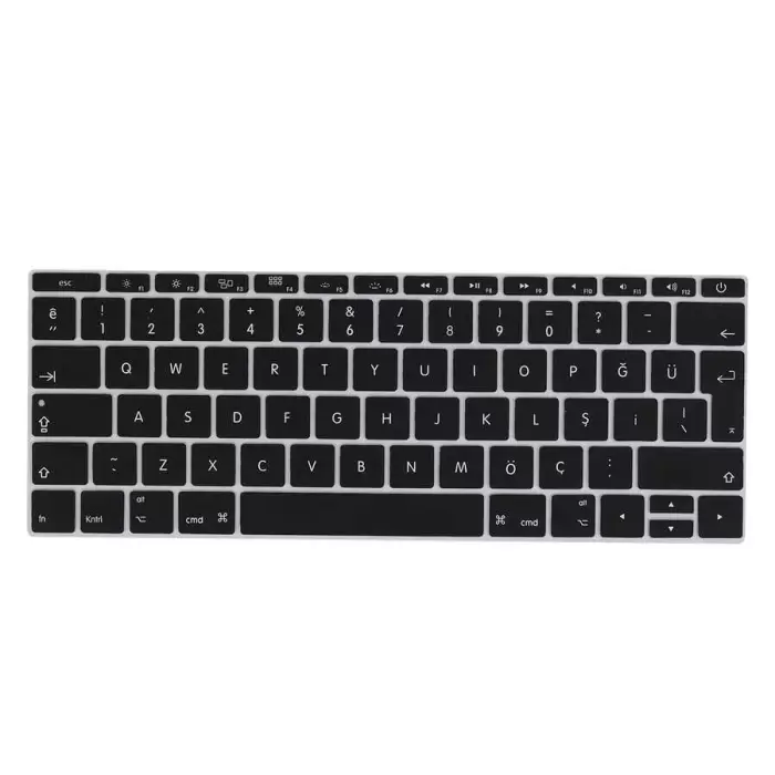 Apple Macbook 12 Retina A1534 Silikon Ped Trasparan Uyumlu Şeffaf Klavye Koruyucu Türkçe Q