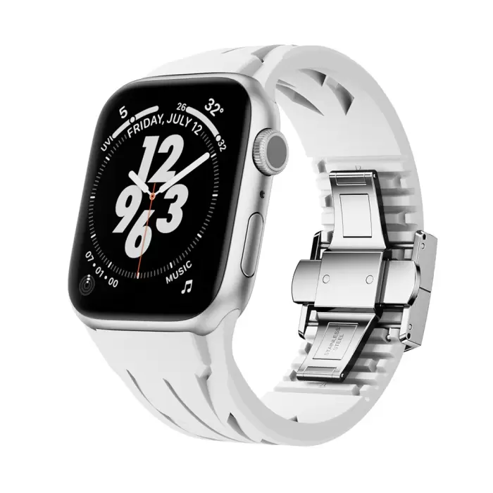 Apple Watch 10 46mm Krd-127 Metal Tokalı Silikon Kordon