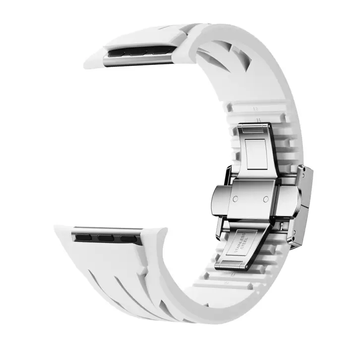 Apple Watch 10 46mm Krd-127 Metal Tokalı Silikon Kordon