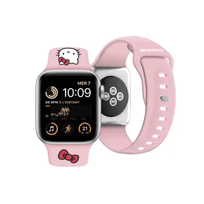Apple Watch 38mm Hello Kitty Orjinal Lisanslı Yazı Logolu Fiyonk & Kitty Head Silikon Kordon