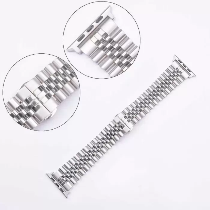 Apple Watch 38mm Parlak Çift Renk Metal Kordon Krd-36 Saat Kayışı