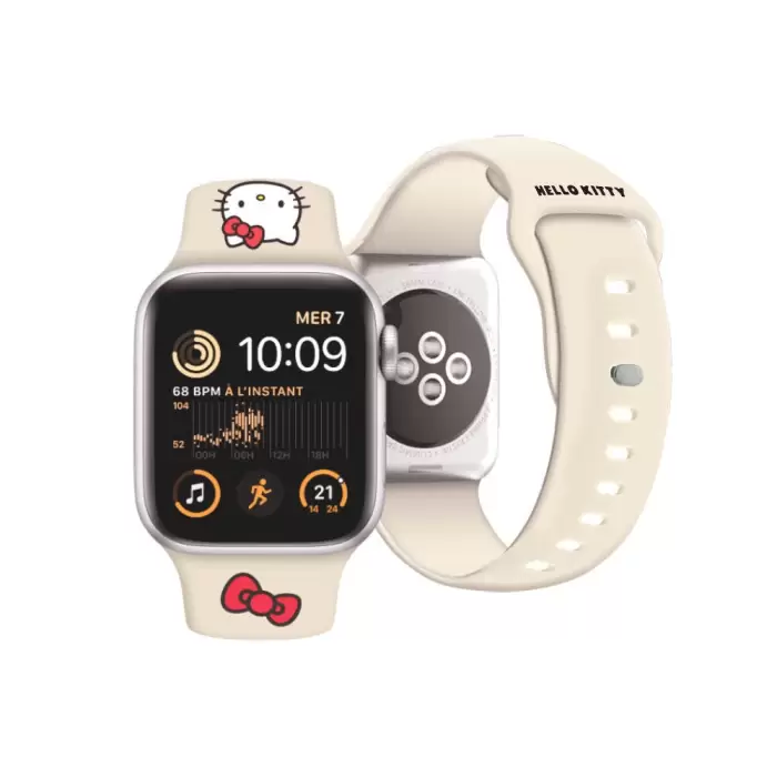 Apple Watch 40mm Hello Kitty Orjinal Lisanslı Yazı Logolu Fiyonk & Kitty Head Silikon Kordon