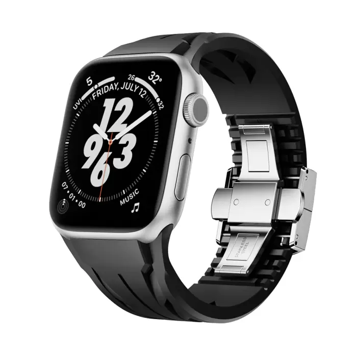 Apple Watch 42mm Krd-127 Metal Tokalı Silikon Kordon