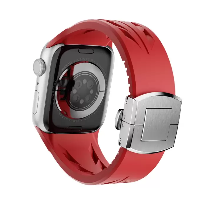 Apple Watch 42mm Krd-127 Metal Tokalı Silikon Kordon