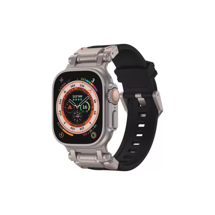 Apple Watch 42mm Lopard KRD-108 Metal Başlıklı Silikon Kordon