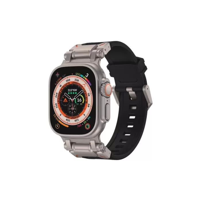 Apple Watch 42mm  KRD-108 Metal Başlıklı Silikon Kordon