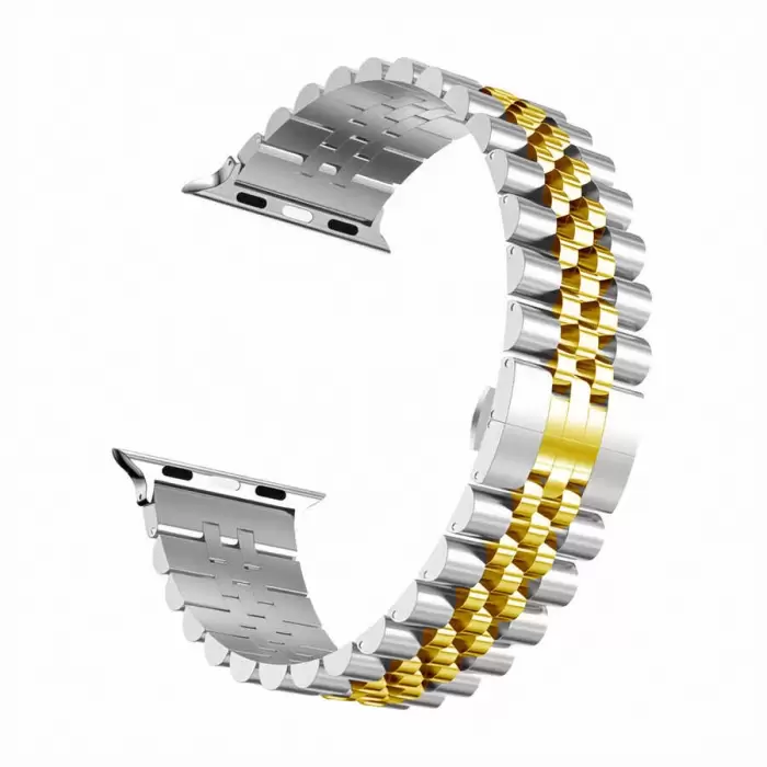 Apple Watch 42mm Parlak Çift Renk Metal Kordon Krd-36 Saat Kayışı