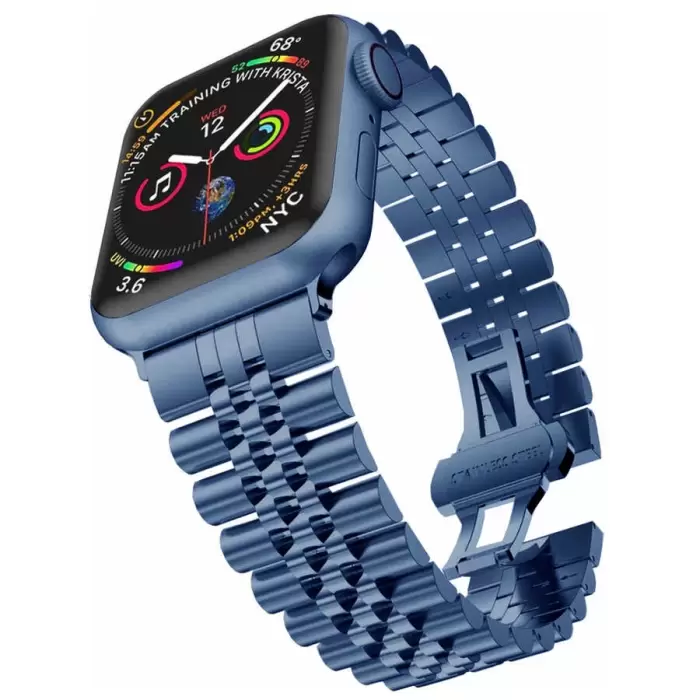Apple Watch 42mm Parlak Çift Renk Metal Kordon Krd-36 Saat Kayışı