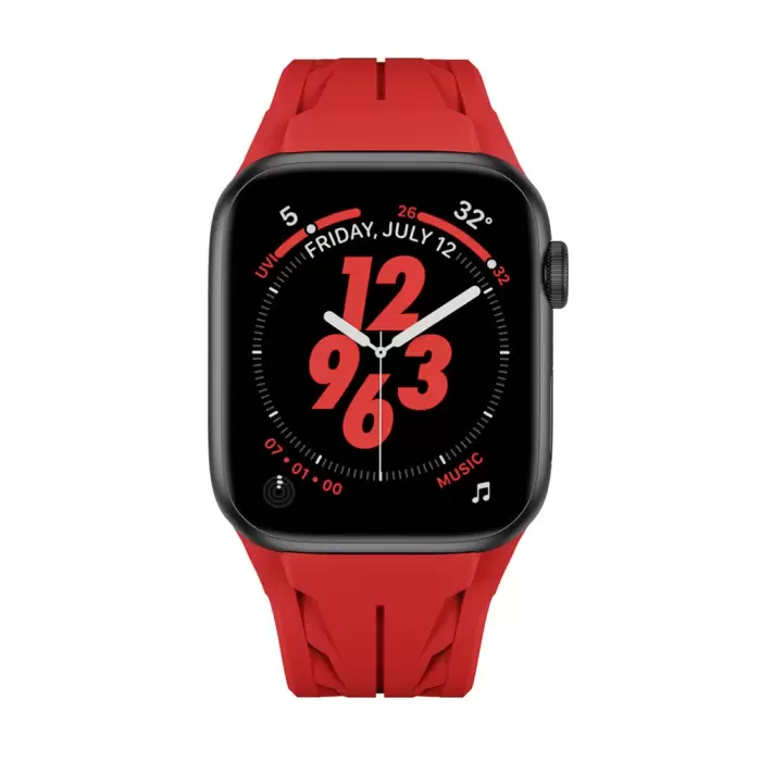 Apple Watch 44mm Krd-127 Metal Tokalı Silikon Kordon