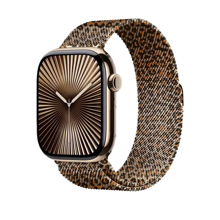 Apple Watch 44mm Lopard Krd-01 Leopar Desenli Metal Kordon