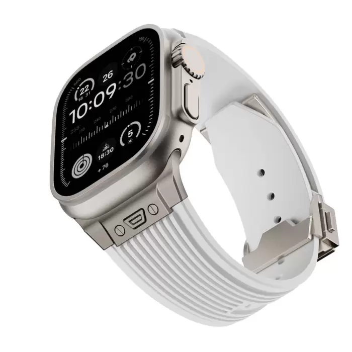 Apple Watch 44mm Lopard KRD-113 Spor Görünümlü Silikon Kordon