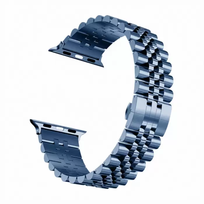 Apple Watch 44mm Parlak Çift Renk Metal Kordon Krd-36 Saat Kayışı