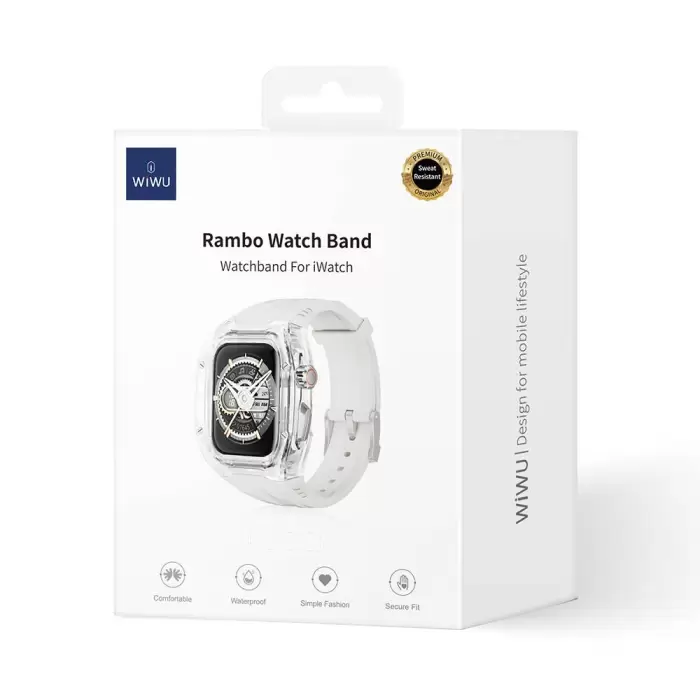 Apple Watch 46mm 10 Serisi Wiwu Wi-wb013 Rambo Series 2in1 Şeffaf Pc Kasa Koruyuculu Kauçuk Kordon