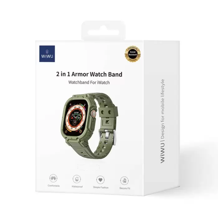 Apple Watch 46mm 10 Serisi Wiwu Wi-wb014 Armor Series 2in1 Sert Pc Kasa Koruyuculu Silikon Kordon