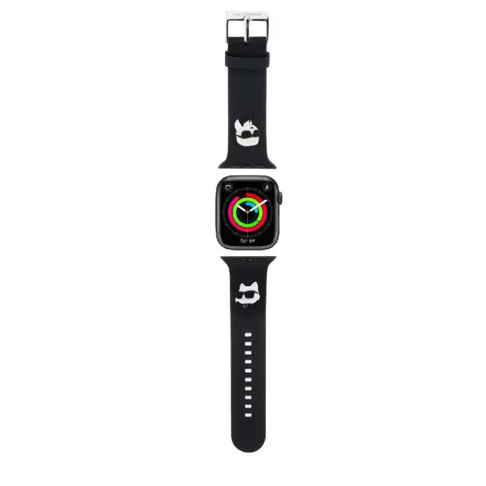 Apple Watch 7 41mm Karl Lagerfeld Orjinal Lisanslı İkonik Karl & Choupette Logolu Silikon Kordon