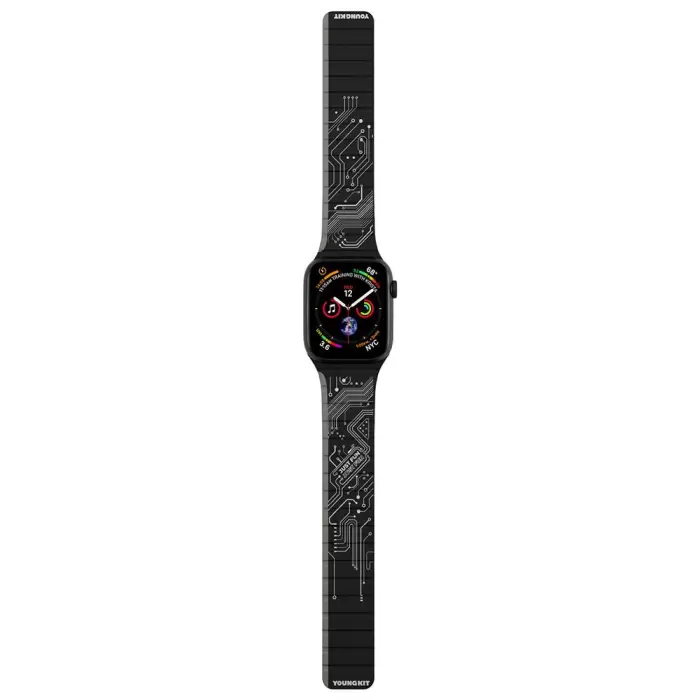 Apple Watch 7 41mm Kordon Youngkit Technological Magnetik Tak Çıkar Silikon Strap Kayış