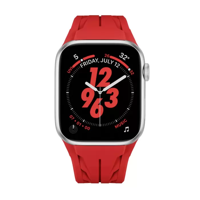 Apple Watch 7 45mm Krd-127 Metal Tokalı Silikon Kordon