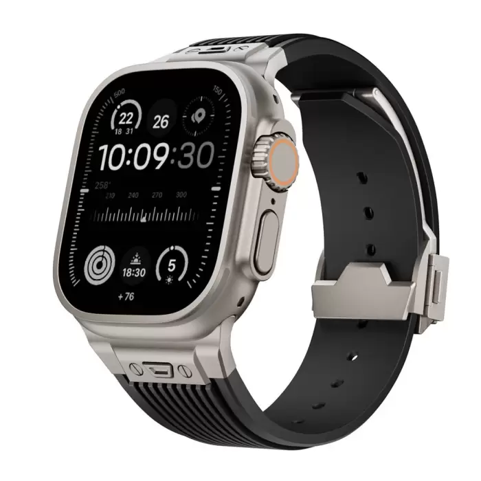 Apple Watch 7 45mm Lopard KRD-113 Spor Görünümlü Silikon Kordon