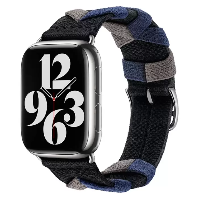 Apple Watch 7 45mm Lopard KRD-97 Sarmal Örgü Tasarımlı Kordon