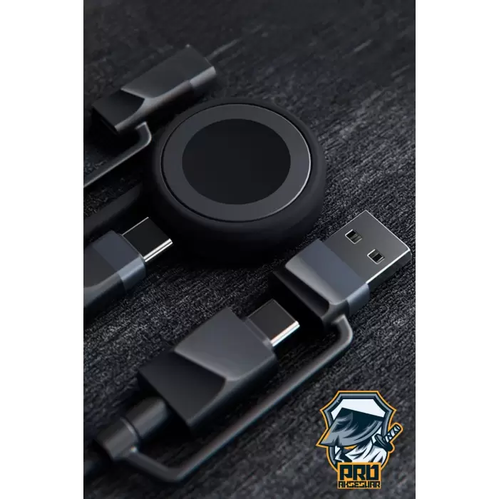 Apple Watch Çoklu Şarj Kablosu 4in1 Süper Hızlı Şarj 60W USBden Type-C/Lightninge Type-Cden Type-C/Lightning 1M Samsung Huawei Xiaomi iPhone ile uyumlu