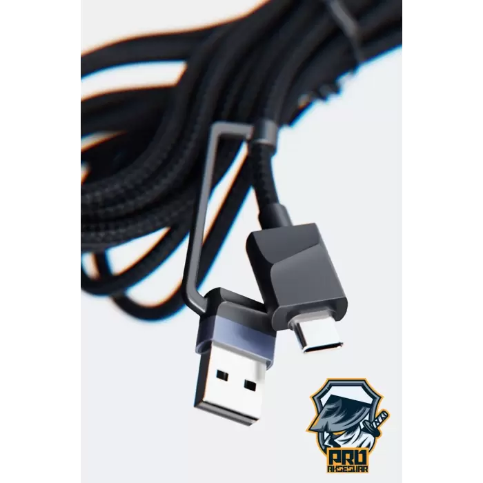 Apple Watch Çoklu Şarj Kablosu 4in1 Süper Hızlı Şarj 60W USBden Type-C/Lightninge Type-Cden Type-C/Lightning 1M Samsung Huawei Xiaomi iPhone ile uyumlu