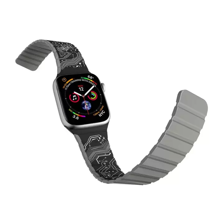 Apple Watch Ultra 49mm Kordon Youngkit Technological Magnetik Tak Çıkar Silikon Strap Kayış