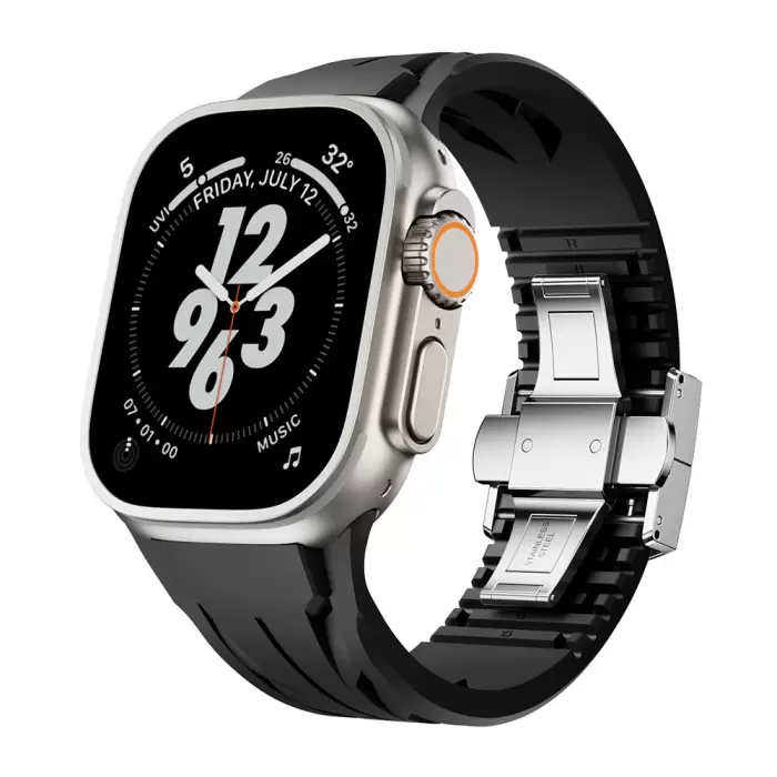 Apple Watch Ultra 49mm Krd-127 Metal Tokalı Silikon Kordon