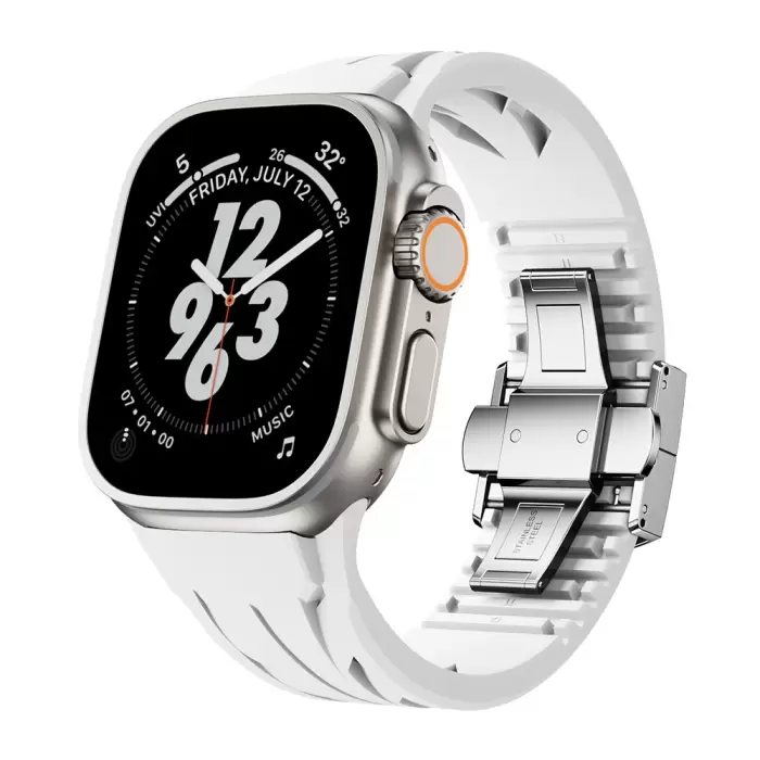 Apple Watch Ultra 49mm Krd-127 Metal Tokalı Silikon Kordon