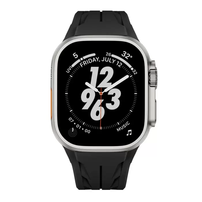 Apple Watch Ultra 49mm Krd-127 Metal Tokalı Silikon Kordon