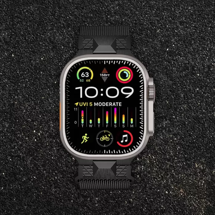 Apple Watch Ultra 49mm  KRD-107 Metal Hasır Kordon